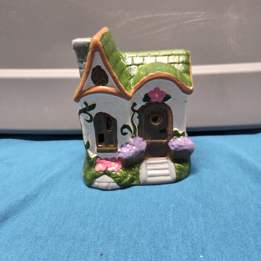 Bright Ceramic Country Village Cottage House Easter Spring Summer Floral